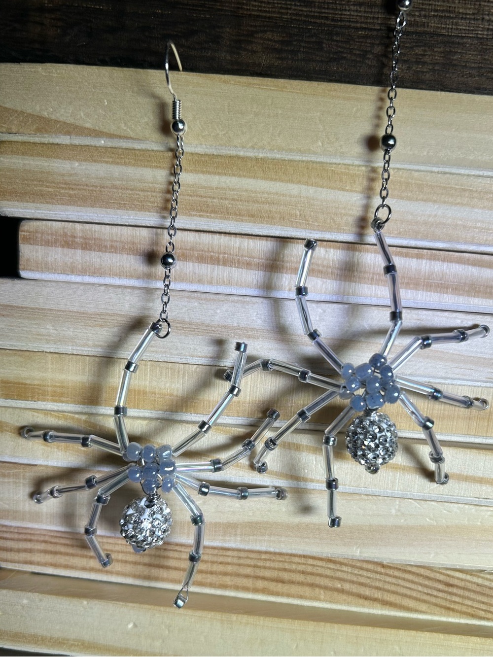 Silver Spider Dangle Earrings